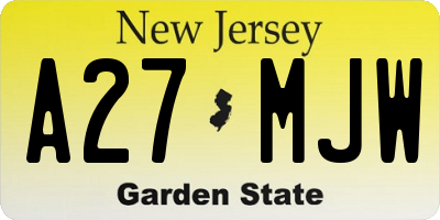 NJ license plate A27MJW
