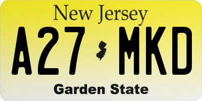 NJ license plate A27MKD