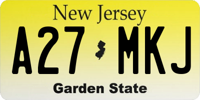 NJ license plate A27MKJ