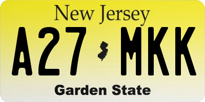 NJ license plate A27MKK