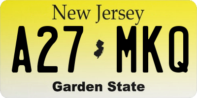 NJ license plate A27MKQ