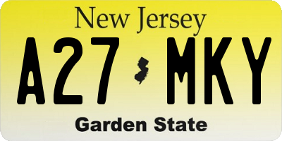 NJ license plate A27MKY
