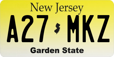 NJ license plate A27MKZ