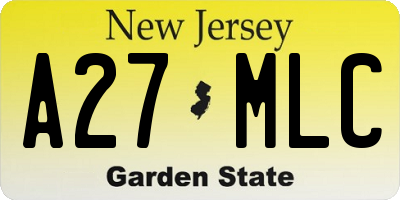 NJ license plate A27MLC