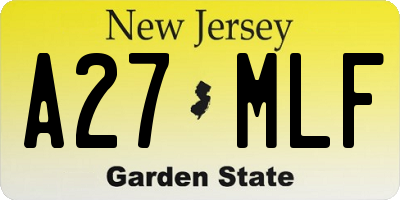 NJ license plate A27MLF
