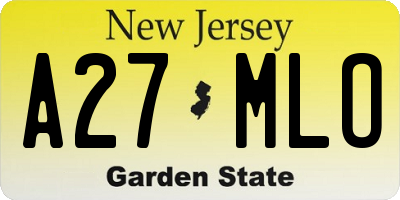 NJ license plate A27MLO