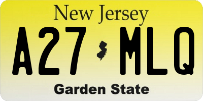 NJ license plate A27MLQ