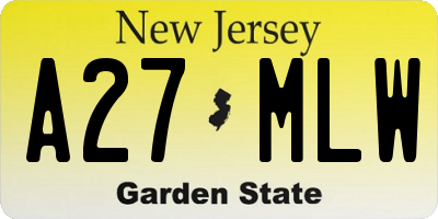 NJ license plate A27MLW