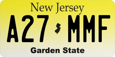 NJ license plate A27MMF