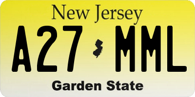 NJ license plate A27MML