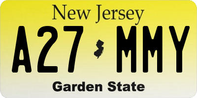 NJ license plate A27MMY