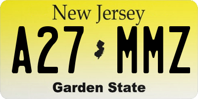 NJ license plate A27MMZ