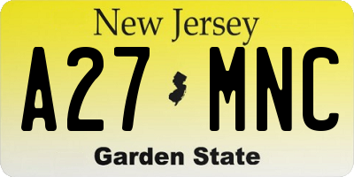 NJ license plate A27MNC