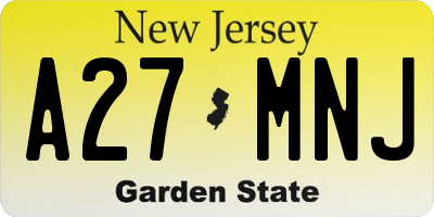 NJ license plate A27MNJ
