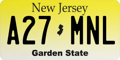NJ license plate A27MNL