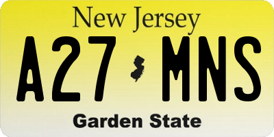 NJ license plate A27MNS