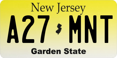 NJ license plate A27MNT