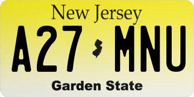 NJ license plate A27MNU