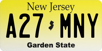 NJ license plate A27MNY