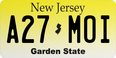 NJ license plate A27MOI
