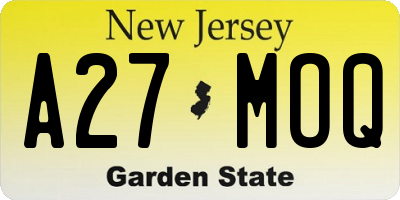 NJ license plate A27MOQ