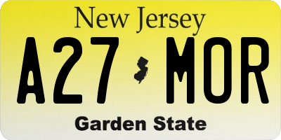 NJ license plate A27MOR