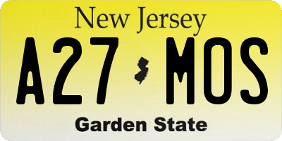 NJ license plate A27MOS