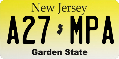 NJ license plate A27MPA