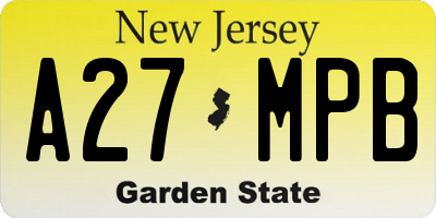 NJ license plate A27MPB