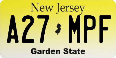 NJ license plate A27MPF