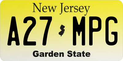 NJ license plate A27MPG