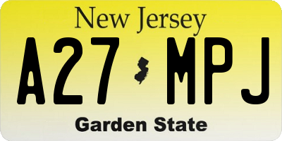 NJ license plate A27MPJ