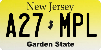 NJ license plate A27MPL