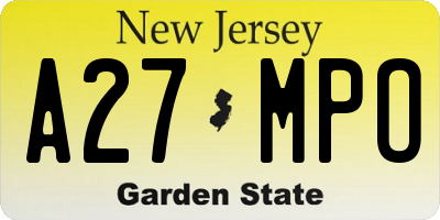 NJ license plate A27MPO