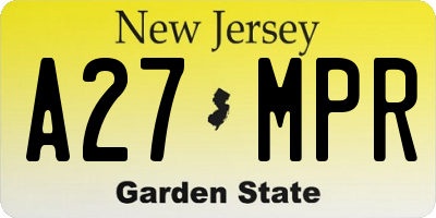 NJ license plate A27MPR