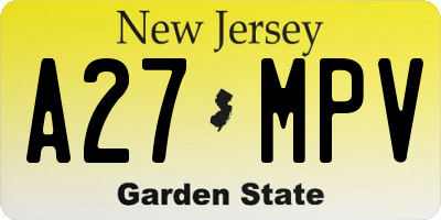 NJ license plate A27MPV