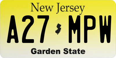NJ license plate A27MPW