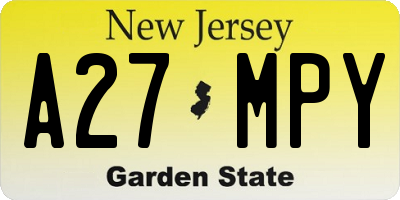 NJ license plate A27MPY