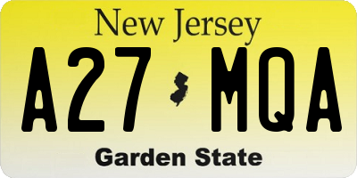 NJ license plate A27MQA