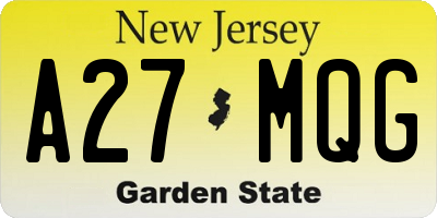 NJ license plate A27MQG