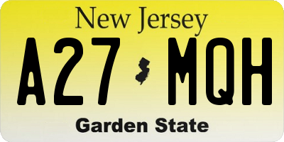 NJ license plate A27MQH