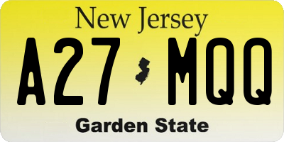 NJ license plate A27MQQ