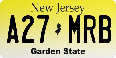 NJ license plate A27MRB