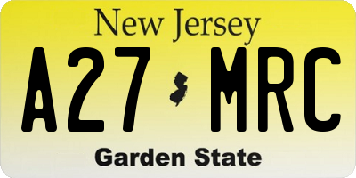 NJ license plate A27MRC