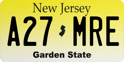 NJ license plate A27MRE