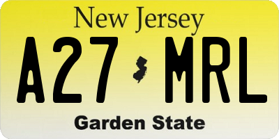NJ license plate A27MRL