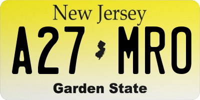 NJ license plate A27MRO