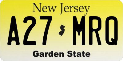 NJ license plate A27MRQ