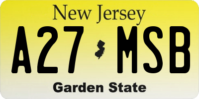 NJ license plate A27MSB