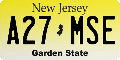 NJ license plate A27MSE